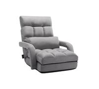 VEVOR Chaise de sol pliante, fauteuil de sol à 5 positions réglables et support dorsal, chaise de canapé avec accoudoirs pour adultes, canapé-lit avec coussin de dossier pour salon et chambre, gris