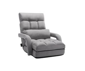 VEVOR Chaise de sol pliante, fauteuil de sol à 5 positions réglables et support dorsal, chaise de canapé avec accoudoirs pour adultes, canapé-lit avec coussin de dossier pour salon et chambre, gris