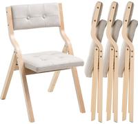 VEVOR Chaise pliante Chaise de jardin avec coussin rembourré & cadre en bois 4 pcs. Chaise de salle à manger moderne pour cuisine bureau fête, chaise de cuisine pouvant supporter jusqu'à 180 kg (par)