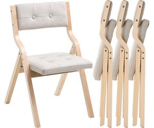 VEVOR Chaise pliante Chaise de jardin avec coussin rembourré & cadre en bois 4 pcs. Chaise de salle à manger moderne pour cuisine bureau fête, chaise de cuisine pouvant supporter jusqu'à 180 kg (par)