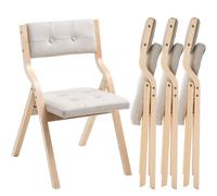VEVOR Chaise pliante en bois avec coussin, lot de 4, chaise de salle à manger portable rembourrée moderne avec coussin d'assise pliable, pour cuisine, bureau, mariage, fête, montage facile, beige