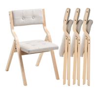 VEVOR Chaise pliante en bois avec coussin, lot de 4, chaise de salle à manger portable rembourrée moderne avec coussin d'assise pliable, pour cuisine, bureau, mariage, fête, montage facile, beige
