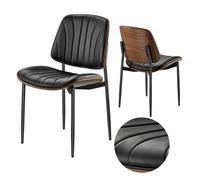 VEVOR Chaises Salle à Manger Modernes, Ensemble Chaises de Cuisine en Cuir 2 Pièces, avec Dossier, Coussins Épais et Pieds en Métal, Meuble d’Appoint Peu Encombrant, pour Table à Manger, Noir