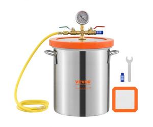 VEVOR Chambre à Vide 19 L Récipient pour Pompe à Vide Couvercle en Verre Trempé Chambre de Dégazage en Acier Inoxydable 304 Conteneur à Vide pour Stabilisation du Bois Dégazer Résine Silicone