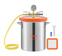 VEVOR Chambre à Vide 3 gal 11,4 L Récipient pour Pompe à Vide Couvercle en Verre Trempé Chambre de Dégazage en Acier Inoxydable 304 Conteneur à Vide pour Stabilisation du Bois Dégazer Résine Silicone