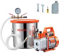 VEVOR Chambre à vide de 11,36 L avec pompe, 99 L/min, acier inoxydable, kit de chambre de dégazage, à un étage, couvercle en verre trempé, tuyau de 1,5 m, pour la stabilisation de la résine silicone d