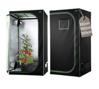 VEVOR Chambre de Culture, 100x100x200 cm, Tente de Culture Plantes d'Intérieur, avec Fenêtre d'Observation, Plateau de Sol, Fermeture Éclair, Mylar 600D Hautement Réfléchissant, pour Fleurs Légumes