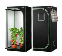 VEVOR Chambre de Culture, 80 x 80 x 180 cm, Tente de Culture Plantes d'Intérieur, avec Fenêtre d'Observation, Plateau de Sol, Fermeture Éclair, Mylar 600D Hautement Réfléchissant, pour Fleurs Légumes