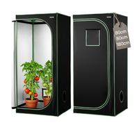 VEVOR Chambre de Culture, 80 x 80 x 180 cm, Tente de Culture Plantes d'Intérieur, avec Fenêtre d'Observation, Plateau de Sol, Fermeture Éclair, Mylar 600D Hautement Réfléchissant, pour Fleurs Légumes