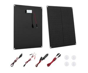 VEVOR Chargeur Batterie Panneau Solaire 30 W 12 V, Cellules Monocristallines, avec Contrôleur Intelligent Intégré, Câbles de Connexion, Étanchéité IP67, Portable, pour Voitures, Bateaux, Camping-cars