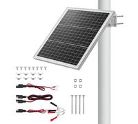 VEVOR Chargeur Batterie Solaire 20 W 12 V Mainteneur de Charge Panneau Solaire pour Portail, Clôture, Ferme, Pelouse, Cellules Monocristallines, Contrôleur Intégré, Support de Montage sur Poteau, IP67