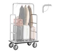 VEVOR Chariot à Bagages Hôtel, 544 kg, Chariot à Plate-Forme de Concierge, Finition INOX Brossé, avec Moquette Grise, Roues Caoutchouc 20,32 cm, Porte-Bagages pour Hôtels, Condos, Complexes Hôteliers