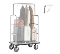 VEVOR Chariot à Bagages Hôtel, 544 kg, Chariot à Plate-forme de Concierge, Finition Inox Brossé, avec Moquette Grise, Roues Caoutchouc 20,32 cm, Porte-bagages pour Hôtels, Condos, Complexes Hôteliers
