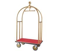 VEVOR Chariot à Bagages Hôtel, 680 kg, Chariot Porte-bagages Concierge Finition Inox Brossé, Montants Incurvés, avec Moquette Rouge, Roues Caoutchouc 20,32 cm, pour Hôtels, Condos, Complexes Hôteliers