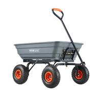 VEVOR Chariot à benne basculante, capacité de charge 272 kg , chariot de jardin en polyéthylène robuste avec cadre en acier, poignée convertible 2 en 1, roues 255 mm, brouette utilitaire pour pelouse