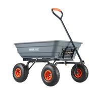 VEVOR Chariot à Benne basculante, capacité de Charge 272 kg , Chariot de Jardin en polyéthylène Robuste avec Cadre en Acier, poignée Convertible 2 en 1, Roues 255 mm, brouette Utilitaire pour pelouse