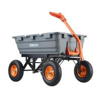 VEVOR Chariot à benne basculante, capacité de charge 680 kg , chariot de jardin en polyéthylène robuste avec cadre en acier, poignée convertible 2 en 1, roues 330 mm, brouette utilitaire pour pelouse