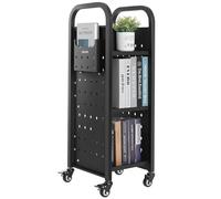 VEVOR Chariot à livres en L 100 kg 32×35×93,5 cm, Étagère simple face, Roulettes à double frein Noir