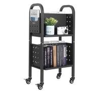 VEVOR Chariot à Livres, Capacité de Charge 70 kg, Chariot de Bibliothèque, 45 x 33 x 88 cm, Étagère de Rangement Livres Double Face en L avec Roulettes à Double Frein, pour Salon, Bureau, École, Noir