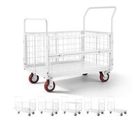 VEVOR Chariot à Plateforme avec Cage Charge 907 kg Chariot à Plateau Pliable 6 en 1 pour Manutention dans Entrepôt, Courses, Buanderie, Acier Allié, avec Roues Pivotantes et Fixes, 113x67,5x107 cm