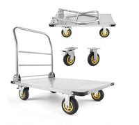 VEVOR Chariot à Plateforme Pliable Capacité de Charge 907 kg Chariot à Plateau Pliable 90x60x90 cm pour Manutention, Courses, Garage, Entrepôt, avec Roues Pivotantes, Poignée, Cadre en Acier Allié
