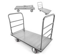 VEVOR Chariot à Plateforme Pliable Charge 1202 kg Chariot à Plateau Pliable 122x61x92 cm pour Manutention, Courses, Garage, Entrepôt, avec Roues Pivotantes, Garde-corps Amovible, Cadre en Acier Allié