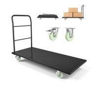 VEVOR Chariot à Plateforme Robuste Capacité de Charge 907 kg Chariot à Plateau 152,5x70 cm pour Manutention, Transport, Usines, Entrepôts, Ateliers, en Acier Allié, avec Roues Pivotantes et Poignée