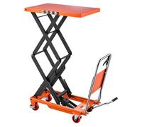 VEVOR Chariot à Table Élévatrice Hydraulique, Charge 226 kg, Hauteur de Levage 1260 mm, Table Élévatrice Manuelle à Double Ciseaux, pour Manutention et Transport, 4 Roues et Poignée, en Acier Robuste