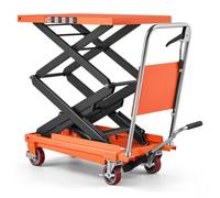 VEVOR Chariot à Table Élévatrice Hydraulique, Charge 350 kg, Hauteur de Levage 1260 mm, Table Élévatrice Manuelle à Double Ciseaux, pour Manutention et Transport, en Acier Robuste, 4 Roues et Poignée