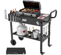 VEVOR Chariot de barbecue d'extérieur 787 x 432 mm (dimensions du plateau), table de barbecue pliable avec porte-serviettes, roulettes et rangement magnétique pour ustensiles, table de préparation pou