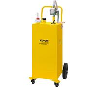 VEVOR Chariot de carburant, 35 gallons, réservoir de stockage d'essence 4 roues, pompe de transfert manuelle réservoir de carburant essence diesel pour voitures, tondeuses à gazon, VTT, bateaux, jaune
