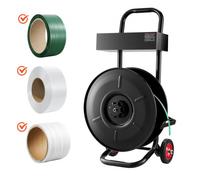 VEVOR Chariot de cerclage pour bobines de cerclage PET/PP/polyester avec noyaux 203 mm, distributeur de cerclage robuste, équipé d'un système de freinage amélioré, plateau spacieux intégré pour outils