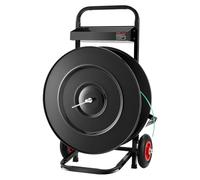 VEVOR Chariot de cerclage pour bobines de cerclage PET/PP/polyester de 203/406 mm, distributeur de cerclage robuste, équipé d'un système de freinage amélioré, plateau spacieux intégré pour outils