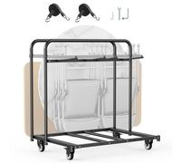 VEVOR Chariot de Chaise Pliante, Capacité de Charge 181 kg, Support Robuste pour 5 Tables 14 Chaises, Organiseur de Rangement Multifonction avec Roues Pivotantes 360°, pour Salle à Manger, Noir Mat