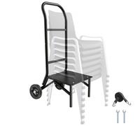 VEVOR Chariot pour chaises pliantes – Charge 68 kg, empile 10 chaises, roulettes, noir mat