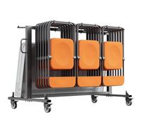 VEVOR Chariot de Chaise Pliante, Charge 181 kg, Support Robuste pour 42 Chaises Non Incluses, Organiseur de Rangement Multifonction avec Roulettes 360°, pour Salle à Manger, Famille, École, Noir Mat