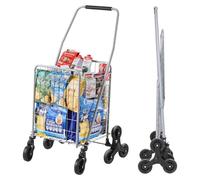 VEVOR Chariot de Courses Pliable, 45 L, Chariot Monte Escalier d'Épicerie avec Roues à Pivotantes 360°, Chariot Utilitaire Léger, pour Shopping, Bureau, Déménagement, Transport, Extérieur, Argent