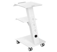 VEVOR Chariot de Laboratoire, Chariot à Service Médicale avec Prise Intégrée, Dessert Mobile en Métal à 3 Couches, avec Roues Pivotantes, Charge 100 kg, pour Laboratoire, Clinique, Beauté, Salon