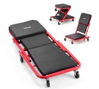 VEVOR Chariot de Visite Convertible 3-en-1 Tabouret d'Atelier 92 cm 150 kg, Pour Mécanicien Entretien Réparation sous Véhicule Garage, Planche à Roulettes Pliable, Position Allongée/Assise/Roulant