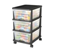 VEVOR Chariot de rangement à 3 tiroirs en plastique, tour de rangement à roulettes, organiseur mobile à 3 niveaux, bac transparent pour fournitures de bureau, salles de bricolage et salles de classe