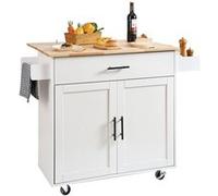 VEVOR Chariot De Rangement Avec Porte-Épices Pour Îlot De Cuisine 119x69,5x90,5cm Blanc