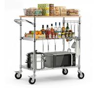 VEVOR Chariot de Rangement Multifonctionel, Desserte à Roulettes 3 Niveaux 76,2x45,7x91,4 cm, pour Salon Garage Buanderie, Chariot de Cuisine en Fil Métallique Réglable, Capacité de Charge 300 kg