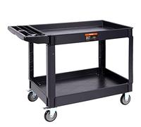 VEVOR Chariot de Service 116x65x85 cm Chariot de Transport Utilitaire 2 Étagères Capacité Totale 250 kg 125 kg/Étagère Roues Pivotantes 360° (2 avec Freins) avec Poignée pour Entrepôt Garage Nettoyage