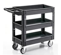 VEVOR Chariot de Service 3 Étagères, Chariot Utilitaire PP, Charge 249 kg | pour Outils, Garage, Entrepôt et Bureau, Charge 83 kg par Étagère, Roues Pivotantes dont 2 avec Freins, Poignée Ergonomique
