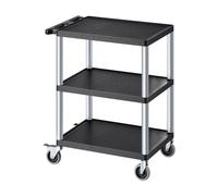 VEVOR Chariot de Service, 695x460x825 mm, Desserte à Roulettes Utilitaire en Plastique Robuste à 3 Niveaux, avec Roues Pivotantes 360° (2 avec Freins), Adapté pour Entrepôt, Bureau, Maison, Nettoyage