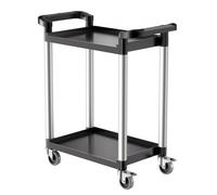 VEVOR Chariot de Service, 800x410x945 mm, Desserte à Roulettes Utilitaire en Plastique à 2 Niveaux, avec Roues Pivotantes 360° (2 avec Freins), pour Entrepôt, Bureau, Maison, Restaurant, Cuisine