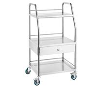 VEVOR Chariot de service de laboratoire, 3 couches en acier inoxydable, tiroir médical, chariot utilitaire avec roues verrouillables, pour laboratoire, hôpital, usage dentaire, argent, 540 x 460 x 990