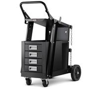 VEVOR Chariot de Soudage à 2 Niveaux Chariot Poste à Souder 4 Tiroirs Charge 120 kg Roues 360° Chaînes Sécurité Stockage Réservoirs Chariot de Soudure MIG à Roulettes pour Atelier Découpeur Plasma