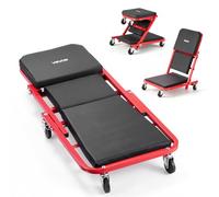 VEVOR Chariot de Visite Convertible 3-en-1 Tabouret d'Atelier 92 cm 150 kg, pour Mécanicien Entretien Réparation sous Véhicule Garage, Planche à roulettes Pliable, Position Allongée/Assise/Roulant