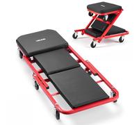 VEVOR Chariot de Visite Pliable 2-en-1 Tabouret d'Atelier 101 cm 204 kg, pour Mécanicien Entretien Réparation sous Véhicule Garage, Planche à roulettes Convertible, Position Allongée ou Assise